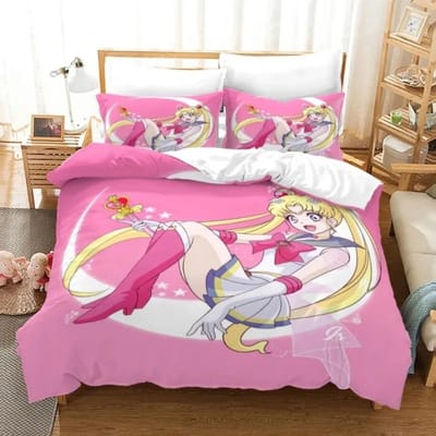 Anime S-Sailor & M-Moon Beddengoedset, Dekbedovertrek Dekbed Bedset Quiltovertrek Kussensloop, King Queen Twin Maat Jongens Meisjes Volwassenen EU Double 200x200cm