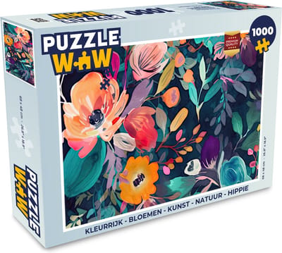 Puzzel Kleurrijk - Bloemen - Kunst - Natuur - Hippie - Legpuzzel - Puzzel 1000 stukjes volwassenen