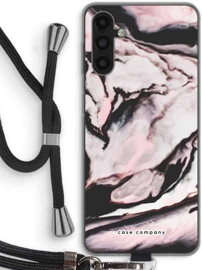 Case Company® - Hoesje met koord geschikt voor Samsung Galaxy A04s hoesje met Koord - Roze stroom - Telefoonhoesje met Zwart Koord - Bescherming aan alle Kanten en Over de Schermrand
