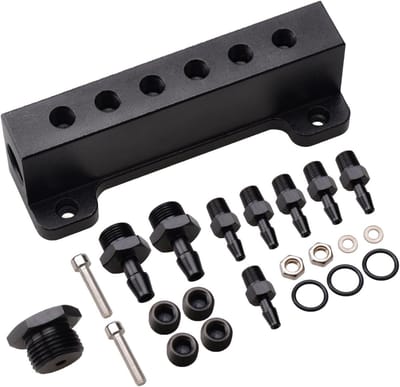 Vacuüm Blok Inlaatspruitstuk - Brandstofverdeelstuk Turbo - Racing Toepassingen - 6 Poorts 1/8NPT - 23.39 x 7.11 x 6.81 cm