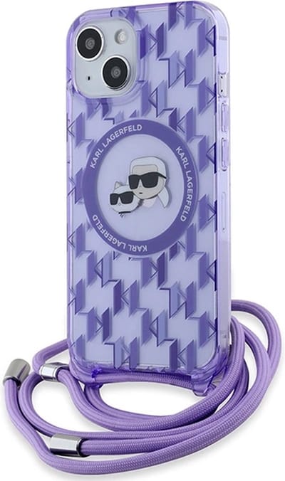 Karl Lagerfeld IML Crossbody Monogram Karl & Choupette Head MagSafe hoesje voor iPhone 15 / 14 / 13 - paars