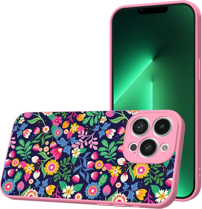Smartphonica Telefoonhoesje Geschikt voor iPhone 13 Pro met Bloemen opdruk - TPU Back Cover Case Flower Design - Roze geschikt voor iPhone 13 Pro