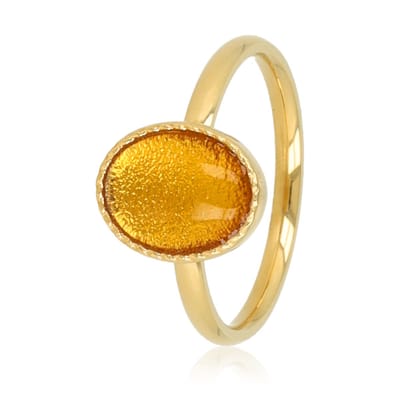 My Bendel - Ovale Ring met Edelsteen • Citrien - met Luxe Cadeauverpakking | Sieraden Voor Dames | Maat 16.00 Mm / Maat 50