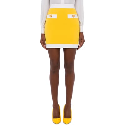 Moschino Heart Buttons Crêpe Miniskirt Yellow Größe: 46 | Miniröcke Outlet | Damen | Gelb