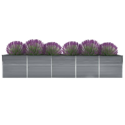 vidaXL - Plantenbak - verhoogd - 400x80x45 - cm - gegalvaniseerd - staal - grijs