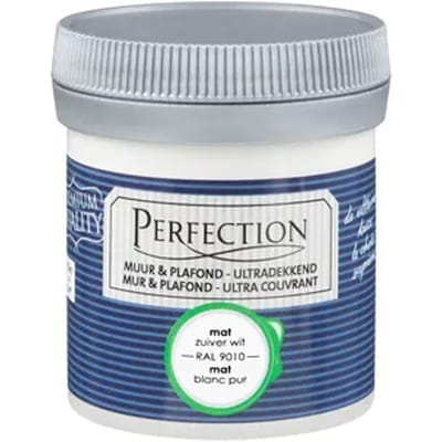 Perfection Muur & Plafond Verftester - Mat - Zuiver Wit Ral 9010 - 75ml