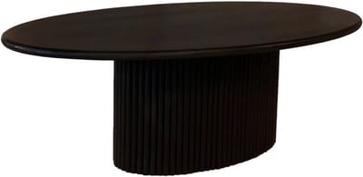 Ovale Salontafel - Bijzettafel Hout - Woonkamer Decoratie - Duurzaam Mangohout - 120cm Lengte - Zwart