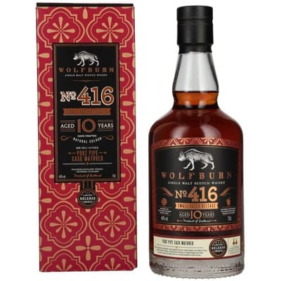 Wolfburn Whisky Wolfburn 10 Years Old No. 416 Small Batch Release Single Malt Scotch Whisky 46% Vol. 0,7l in geschenkverpakking