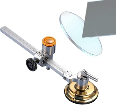 Cirkelvormige glassnijder - Spiegelsnijder - Nauwkeurig snijden - Met zuignap - Tot 40 cm - Metaal