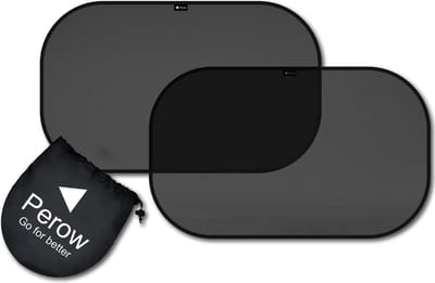 Perow - Zonnescherm Auto – UV Protectie – Zonnescherm auto kind - Baby - Zwart - Set van 2