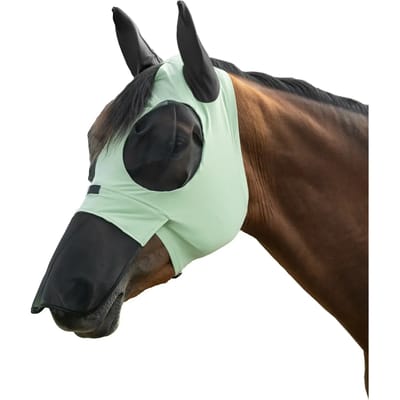 Elastische vliegenmuts voor paarden met neusscherm HKM