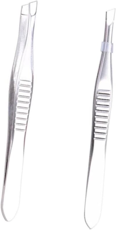 Wenkbrauw Pincet Set - Make-up Tool - Precisie Ontharen - Roestvrij Staal - 2 Stuks - Zilver