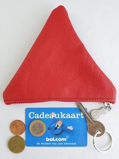 Toetie & Zo Handgemaakt Leren Sleutelmapje Rood, sleutelzakje, sleutelhouder, sleutelhoesje, kleingeldmapje, OV hoesje, portemonnee, leder