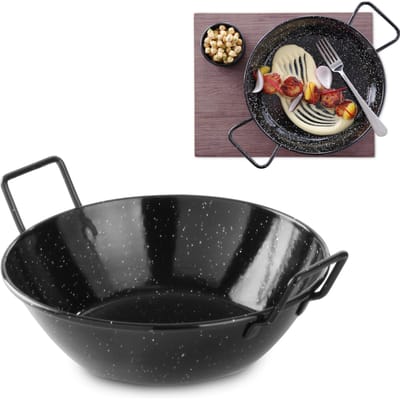 HENDI Geëmailleerde paëllaschalen – Diep model – ⌀205x(H)57mm – Geschikt voor diverse kookplaten – Vaatwasmachinebestendig