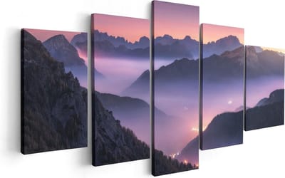 Artaza Canvas Schilderij Vijfluik Bergen Landschap In Italië Tijdens Zonsondergang - 100x50 - Foto Op Canvas - Canvas Print