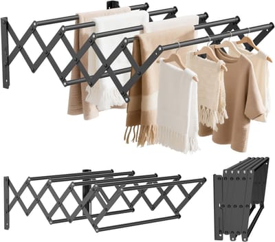 SNJY® Wanddroogrek - Droogrek - Wasrek - Droogtoren - 56 cm - 5,6 Meter Drooglengte - Zwart