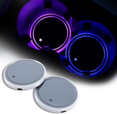 KZQ LED bekerhouderverlichting – 2 stuks, 7 kleuren, 3 modi, oplaadbaar via USB, voor auto interieur