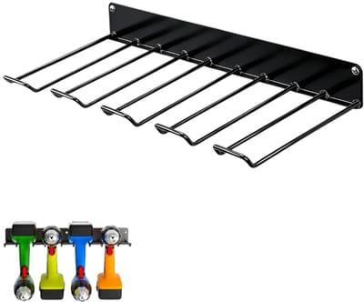Gereedschapsrek - Wandmontage gereedschapsrek - Wandopbergrek - Zwart - Opbergrek voor elektrische boormachines - Opbergrek voor elektrisch gereedschap - Wandhouder voor boorbits - Geschikt voor garages en werkplaatsen