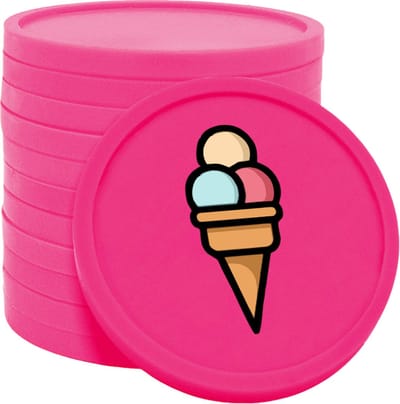 CombiCraft ijsje munten neon roze Ø29mm enkelzijdig bedrukt 100 stuks