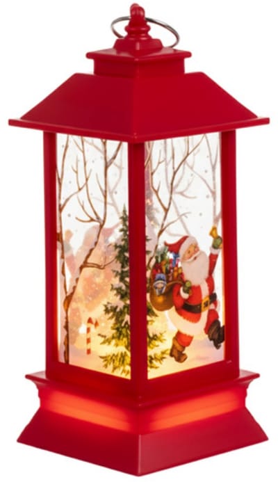 Ruhhy Rode LED kerstlantaarn met sneeuwpopmotief en warm licht 12,5 cm