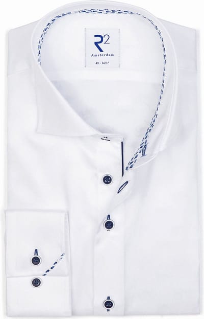 R2 Overhemd Twill Wit - Maat 37 - Heren - Overhemden Formeel