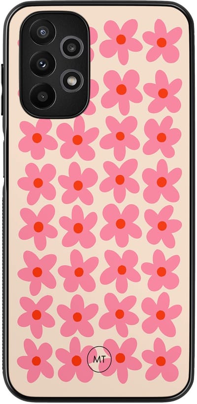 Hoesje geschikt voor Samsung Galaxy A13 4G - Retro Blooms - TPU Hard Case Backcover - Roze - Mooie Telefoonhoesjes