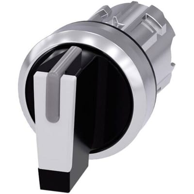 Siemens 3SU10522BM600AA0 3SU1052-2BM60-0AA0 Knevelschakelaar Metalen frontring, Hoogglans Zwart, Wit 2 x 45 ° 1 stuk(s)