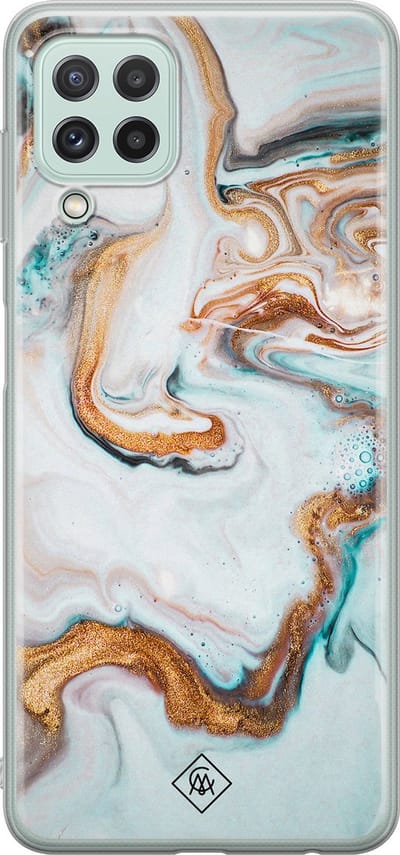 Casimoda® hoesje - Geschikt voor Samsung A22 4G - Marmer Blauw Goud - Backcover - Siliconen/TPU - Blauw