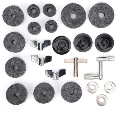 Dailygoods- Bekkenset 23-delig - Viltkussen - Vleugelmoeren - Ringen - Sluiting - Hoogwaardig viltmateriaal - Drumaccessoires