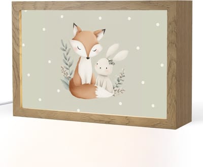 Nachtlampje 30x20 cm - Kinder lampje - Minimalistisch - Dieren - Bladeren - Stippen - Tafellamp kinderkamer - Slaapkamer lamp - Bedlamp kinderen - Kinderlampje stopcontact - Wandlamp babykamer - Nachtlampjes
