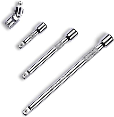 Allecta - Buissteeksleutelset met Universeel Gewricht, Bougiesleutelverlenging - 4 Stuks - 150mm, 100mm, 50mm, 45mm