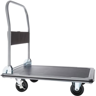 Platformwagen - Dolly Karretje - Zware Lasten Verplaatsen - Inklapbare Handgreep - 300 kg - Zwart