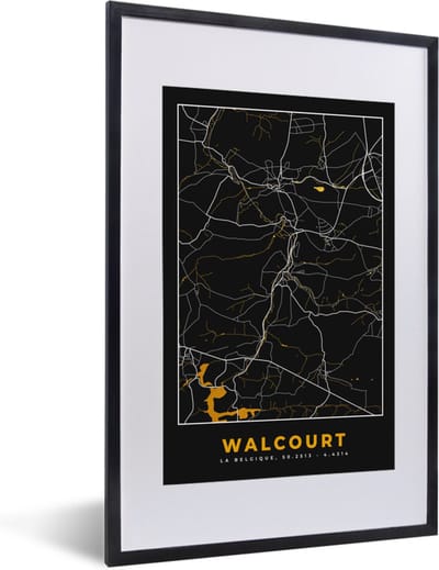 Fotolijst incl. Poster - Walcourt - Plattegrond - Goud - Stadskaart - Kaart - 40x60 cm - Posterlijst