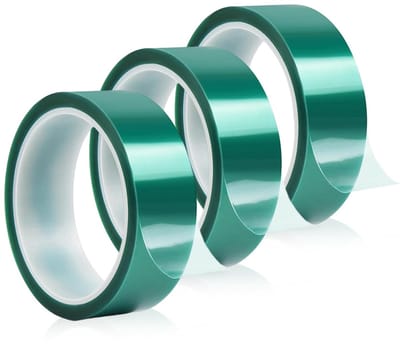 Hittebestendige tape voor hoge temperaturen, 3 rollen, 50mm x 33m, ideaal voor elektronica en printplaten, geen resten achterlatend
