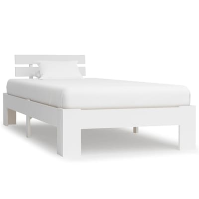 vidaXL - Bedframe - massief - grenenhout - wit - 90x200 - cm