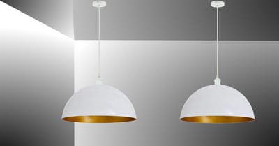 Trango Set van 2 - 9001W*2 Retro Hanglamp Industriële Vintage *VINTOS* Ø 360mm Hanglamp met 1x E27 fitting elk - Retro Hanglamp – Plafondlamp, Lampenkap in Wit-Goud, Kroonluchter