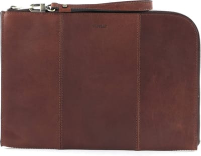 SADDLER Leren Laptop hoes met laptopvak Ferdinand Laptop Sleeve Midbrown Bruine