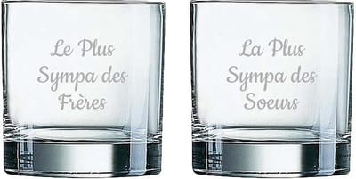Whiskeyglas gegraveerd - 38cl - Le Plus Sympa des Frères & La Plus Sympa des Soeurs