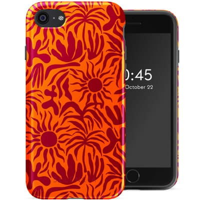 Selencia Hoesje - Geschikt voor Apple iPhone SE (2022) / SE (2020) / 8 / 7 / 6s / 6 - Backcover - Tropical Vibes Apricot