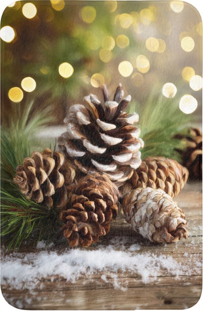 WC mat 40x60 cm - Antislip - Dennenappels - Kerstsfeer - Bruin - Groen - Toiletmat - Vloermat - Douchemat - Toilet tapijt - Toiletmatten