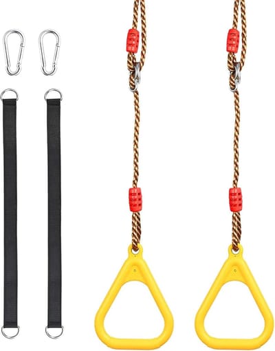 Trapeziumschommel Ringen - Gymnastiekringen Kinderen - Actief Spelen - Verstelbare Lengte - Tot 100 kg - Geel