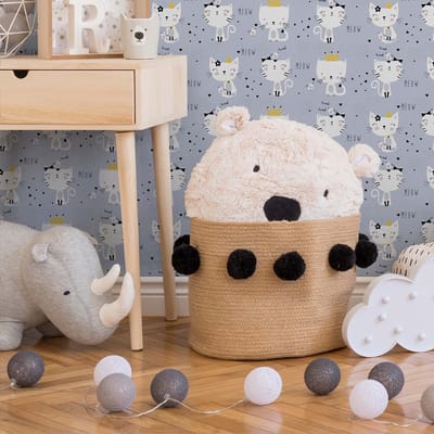 VROLIJKE VOGELTJES MET POESJES BEHANG | Kinderkamer - grijs wit zwart geel - A.S. Création Little Love