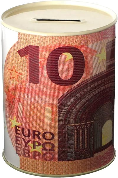 Money box money paper coin banknotes made of metal do not open (10 euro banknotes) 11 x 8.5 cm