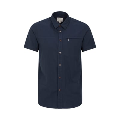 Mountain Warehouse Heren Kokosnoot Slub Overhemd met Korte Mouwen (Marine)
