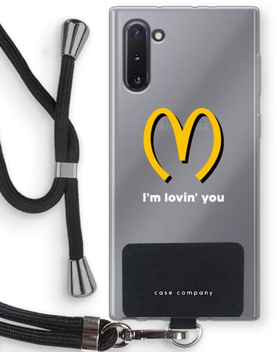 Case Company® - Hoesje met koord geschikt voor Samsung Galaxy Note 10 hoesje met Koord - I'm lovin' you - Telefoonhoesje met Zwart Koord - Bescherming aan alle Kanten en Over de Schermrand