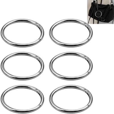 Dailygoods- Karabijnhaken Set van 6 - Ronde Zinklegering - Corrosiebestendig - Sleutelhanger - Draagvermogen 1,5 kg - Diameter 60 mm