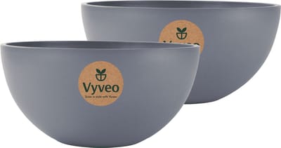 Vyveo - Bloempot Bolla - Set van 2 - 20x12 - Donkergrijs - Bloempot voor binnen en buiten - Lichtgewicht - Breukbestendig - Vorstbestendig - UV-bestendig