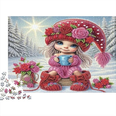 Puzzel 1000 stukjes - Volwassen puzzel - Ontspanning thuis - Recyclebaar materiaal - 52x38 cm - Winter meisje