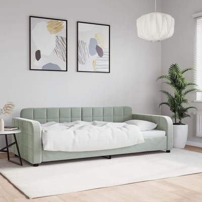 Vidaxl Bank Met Slaapfunctie, Lichtgrijs, 90X200 Cm, Bekleed Met Fluweel