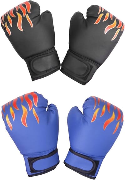 Trainingsbokshandschoenen Kinderen - Sport handschoenen - Kickboksen en training - Volledige handbescherming - 15x23cm - Zwart blauw